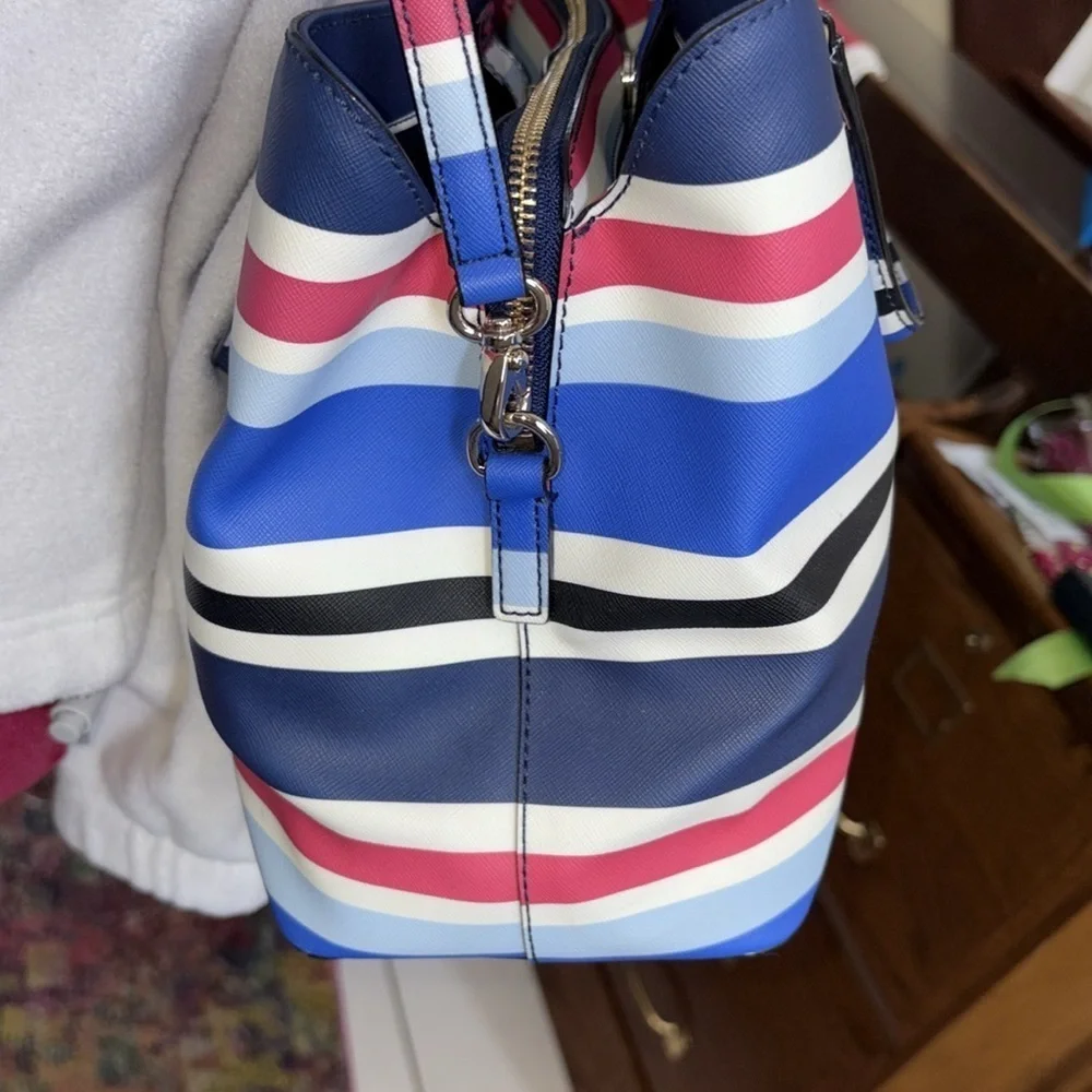 Kate Spade   Satchel  Crossbody bag striped red white blue black light blue NWOT